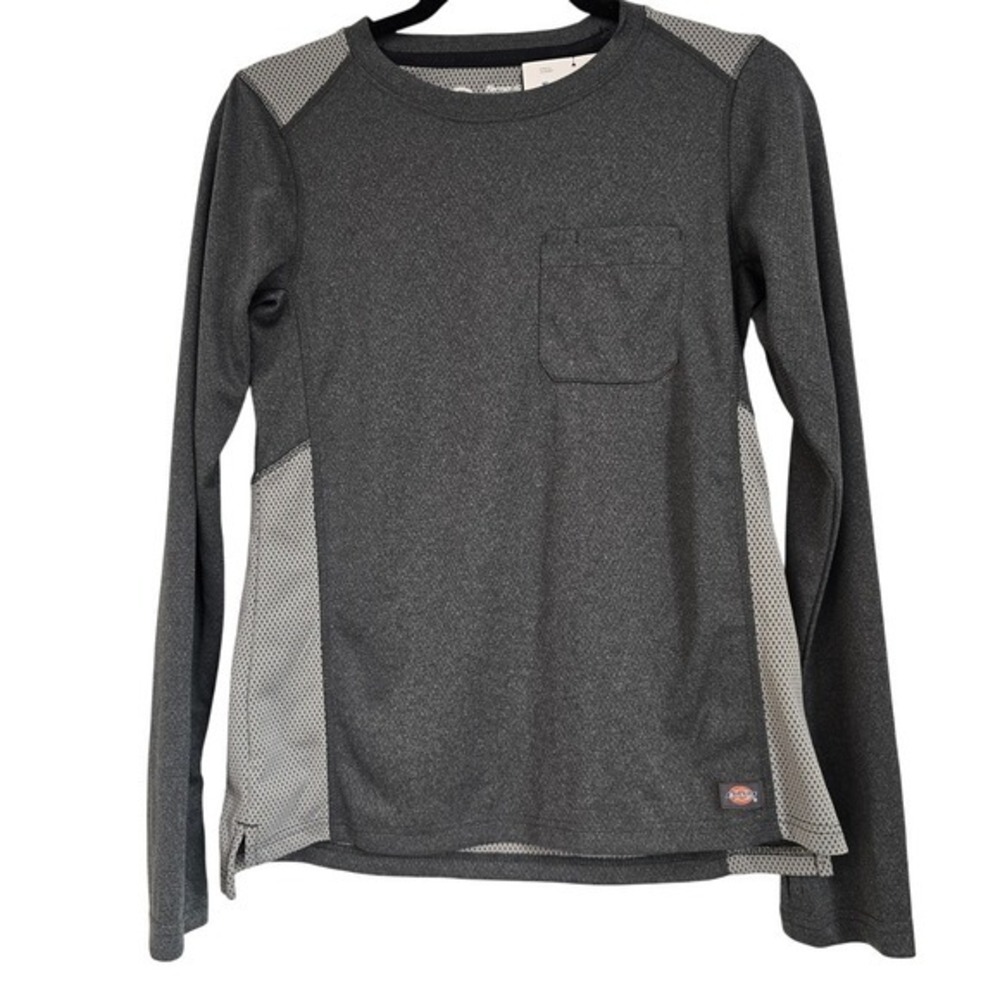 🆕️ *NWT* Dickies Women's Long Sleeve Work Shirt Gray Pocket Top Mesh Panels